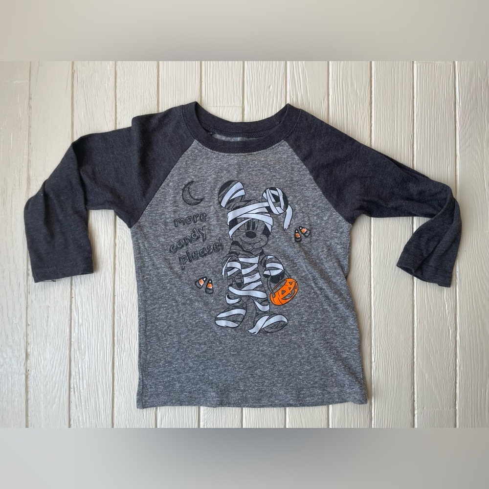 Disney Halloween Mickey Mouse Mummy More Candy Please Long Sleeve Shirt Sz 2T